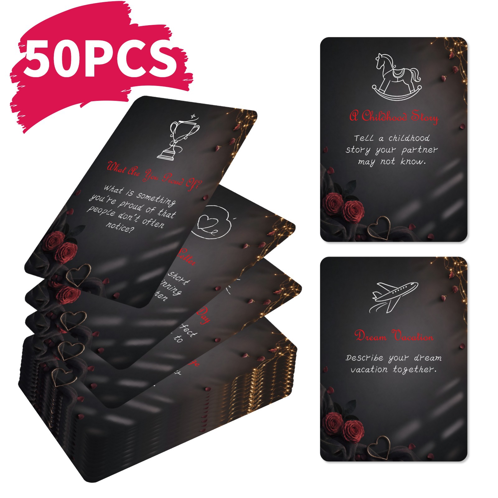 Board Game Quiz - 50 Adet Romantik Çift Zorluk Kartları