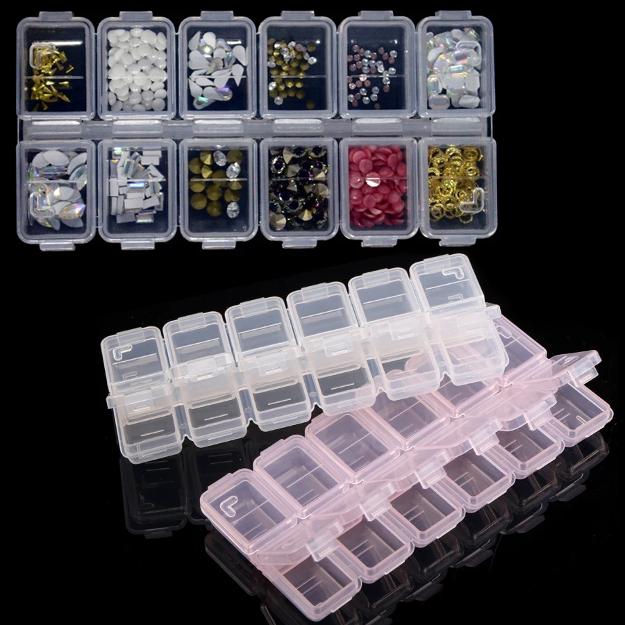 Token Tray Organizer - 12 Bölmeli Plastik Rhinestone Düzenleyici Kutu,