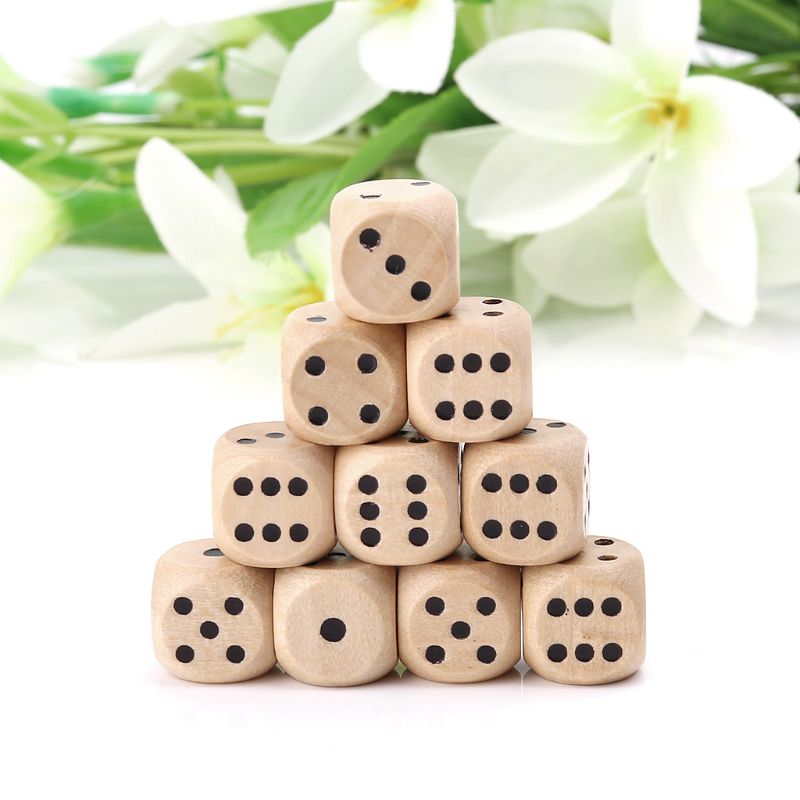 Board Game Loop - 10 adet Ahşap Zar 6 Taraflı